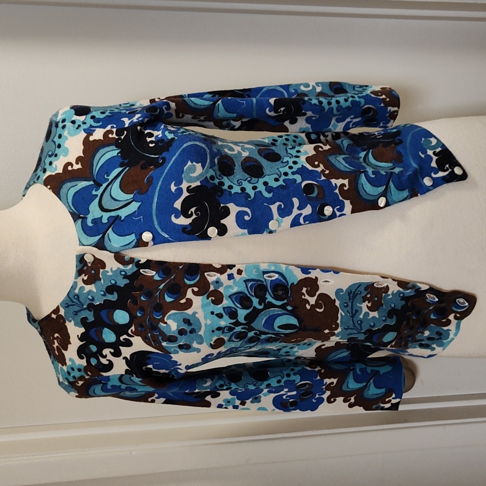 J. Crew Knit Peacock Print Cardigan S